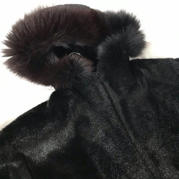 Vintage Charles Klein Black Faux Fur Hooded Jacket - Picture 2 of 15